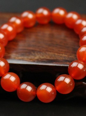 极速厂家直销天然红m玛瑙手串酒红色本命年男女情侣水晶手链饰品