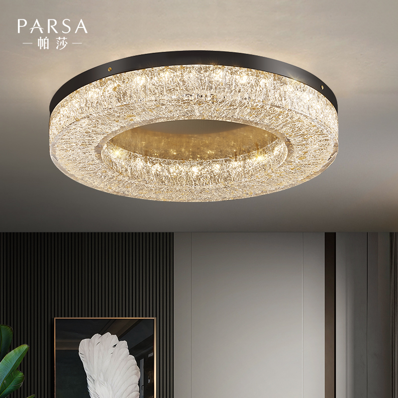 帕莎后现代吸顶灯轻奢极简圆形客厅主卧室树脂灯创意大气全铜灯饰