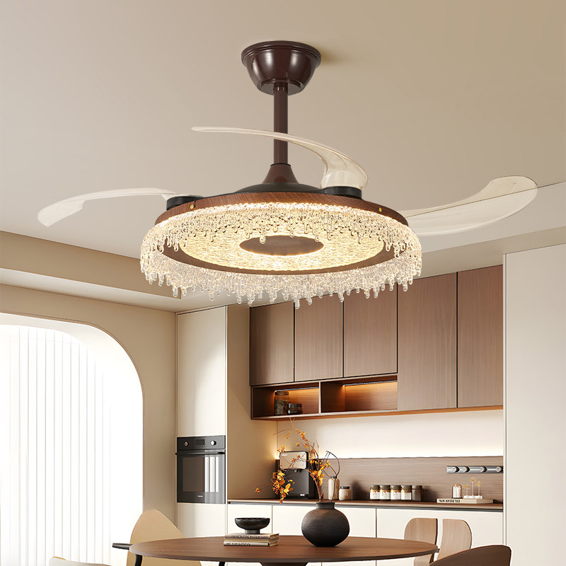 帕莎风扇灯中古风意式现代简约轻奢卧室餐厅隐形风扇吊灯一体灯具,淘宝优惠券,粉丝福利购,淘宝优惠卷