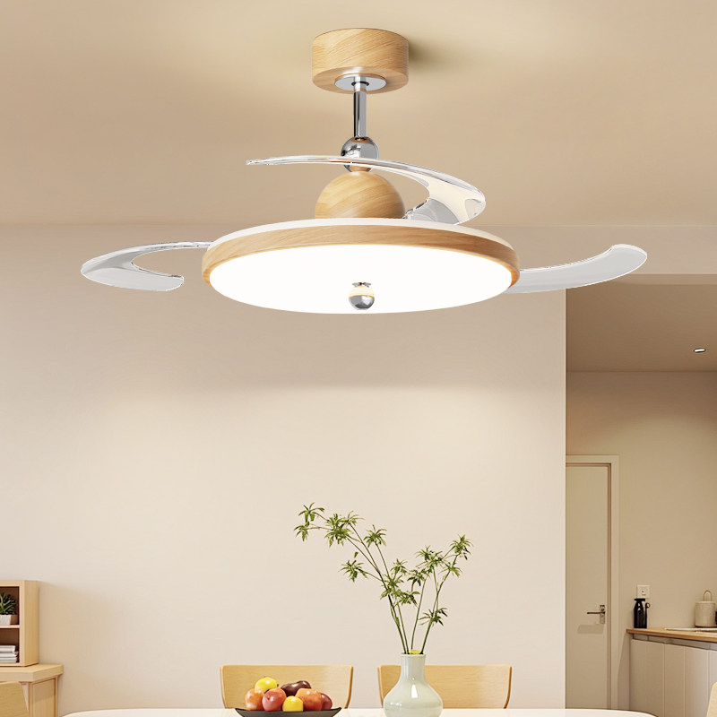 帕莎 风扇灯中古风简约餐厅静音变频LED吊扇灯原木色家用卧室电扇,淘宝优惠券,粉丝福利购,淘宝优惠卷