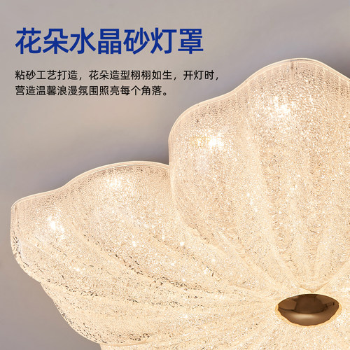 帕莎 卧室吸顶灯 现代简约水晶花朵卧室书房吸顶灯全光谱护眼灯具 - 图3