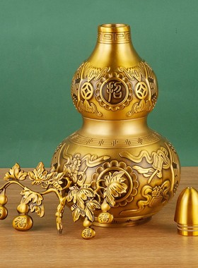 2026黄铜八仙葫芦招财进宝八卦开口葫芦玄关居家福葫芦乔迁风水摆