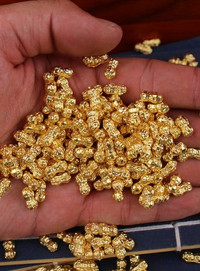 2026沙金小元宝实心仿真迷你亮面合金元宝花生瓜子金条小摆件塑料