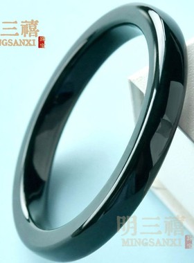 2026天然新疆和田玉手镯女塔青墨绿色方镯玉石青玉加宽加厚镯子玉