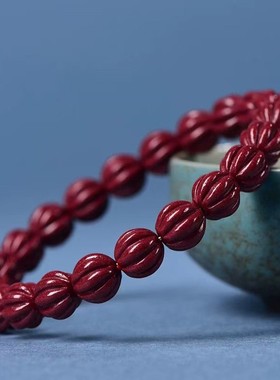 2026原矿纯正朱砂手串真货紫金砂帝王红砂南瓜珠手串手链女真品散