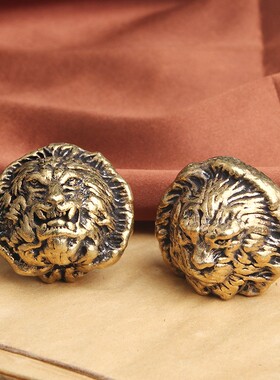 2026黄铜做旧狮头核桃手把件老年人健身球文玩收藏茶宠摆件工艺品