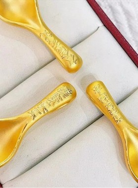 2026宝宝汤勺吊坠手工编织项链可爱金色勺子挂坠颈链宝宝满月周岁