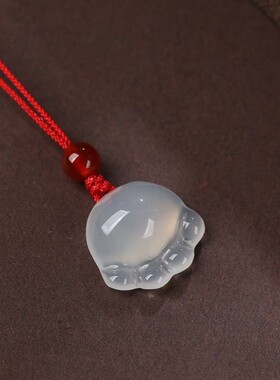 2026天然白玉髓猫爪玉石吊坠玛瑙荔枝栋项链挂件玉石玉器精美饰品