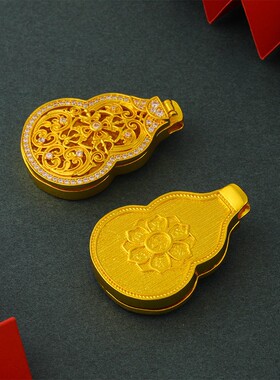 2026新中式普贤菩萨佛牌吊坠葫芦本命年小配饰复古镶钻铜镀金饰品