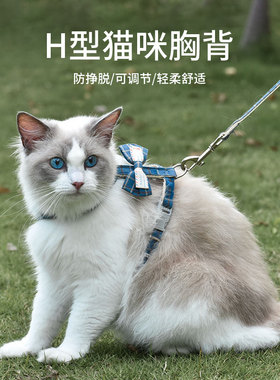 猫咪牵引绳遛猫绳防挣脱外出专用网红猫绳子宠物胸背猫链子猫绳