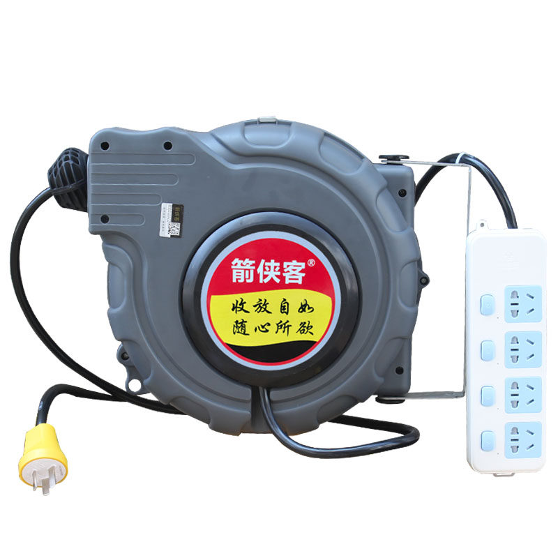 电鼓自动伸缩回卷电源线收线收缩卷管器10-15米2/3芯线鼓卷线器 - 图3