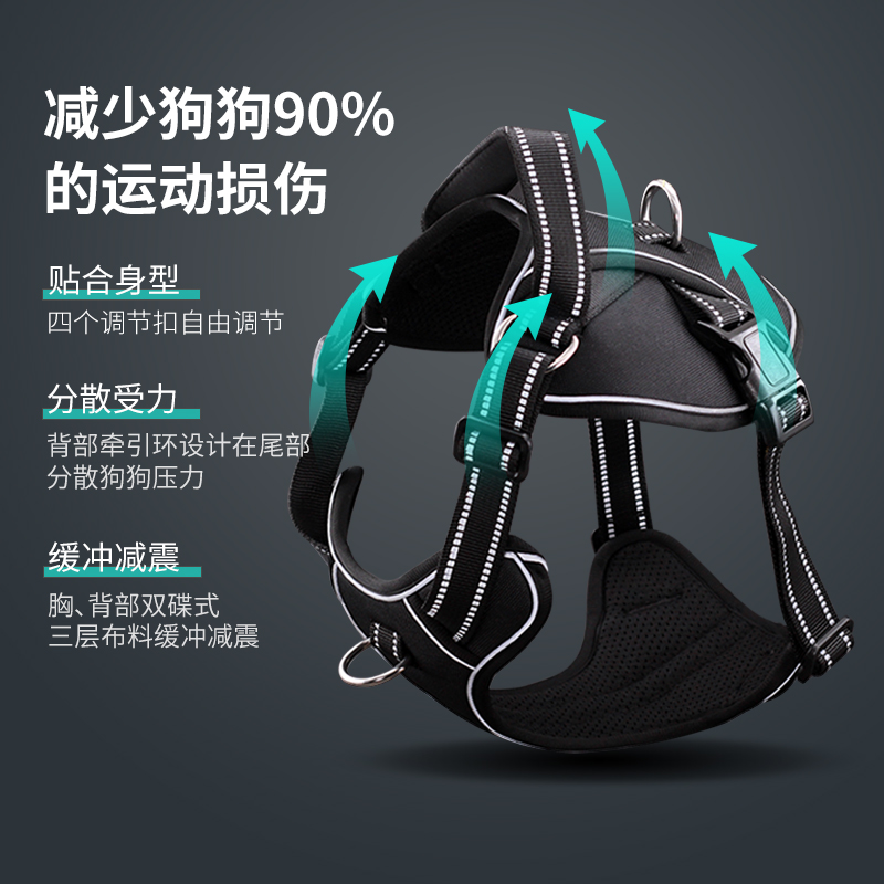 狗狗牵引绳中型大型犬金毛马犬胸背带背心式狗链子遛狗小型犬狗绳