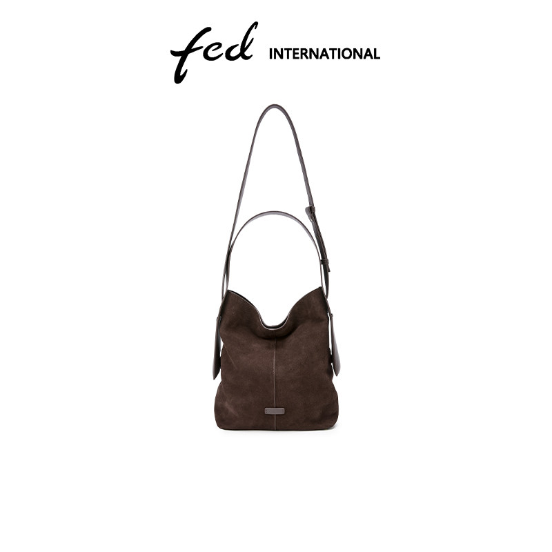 fed麂皮反绒磨砂皮女包单肩斜垮包水桶包腋下包托特包包BFA9095A,淘宝优惠券,粉丝福利购,淘宝优惠卷