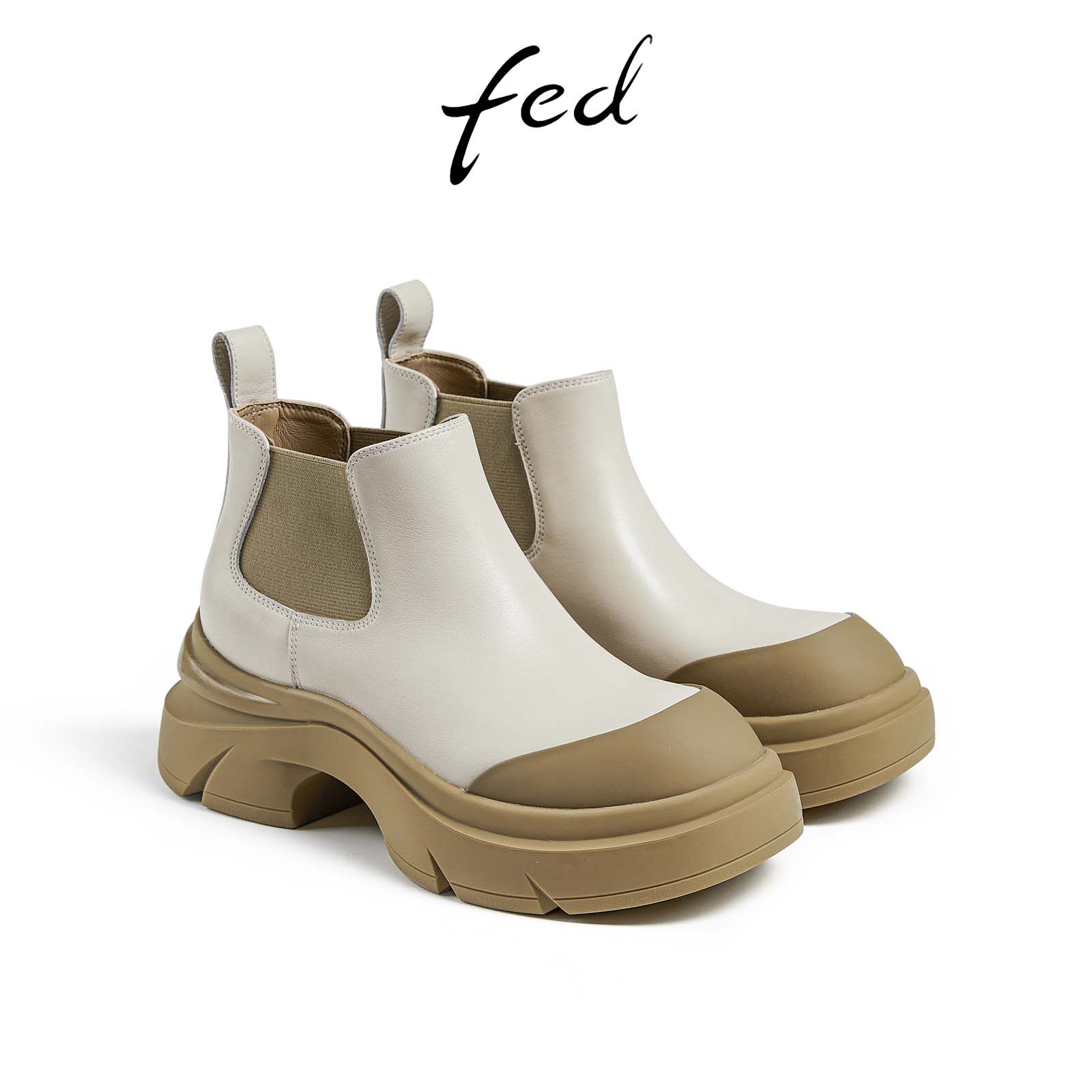 Cowhide heightened spring new short boots Eveydi