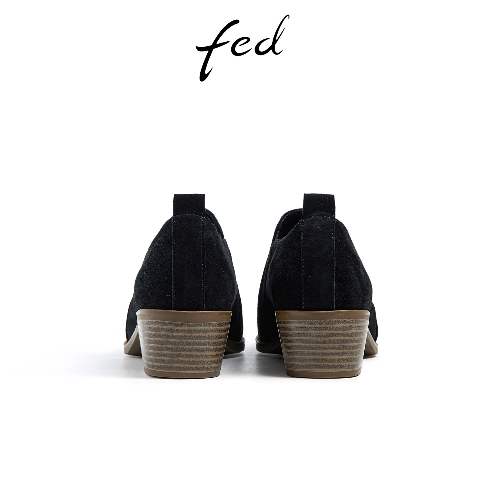 fed粗跟尖头裸靴冬季新款女靴气质一脚蹬深口单鞋女款R1002-ZF903,淘宝优惠券,粉丝福利购,淘宝优惠卷