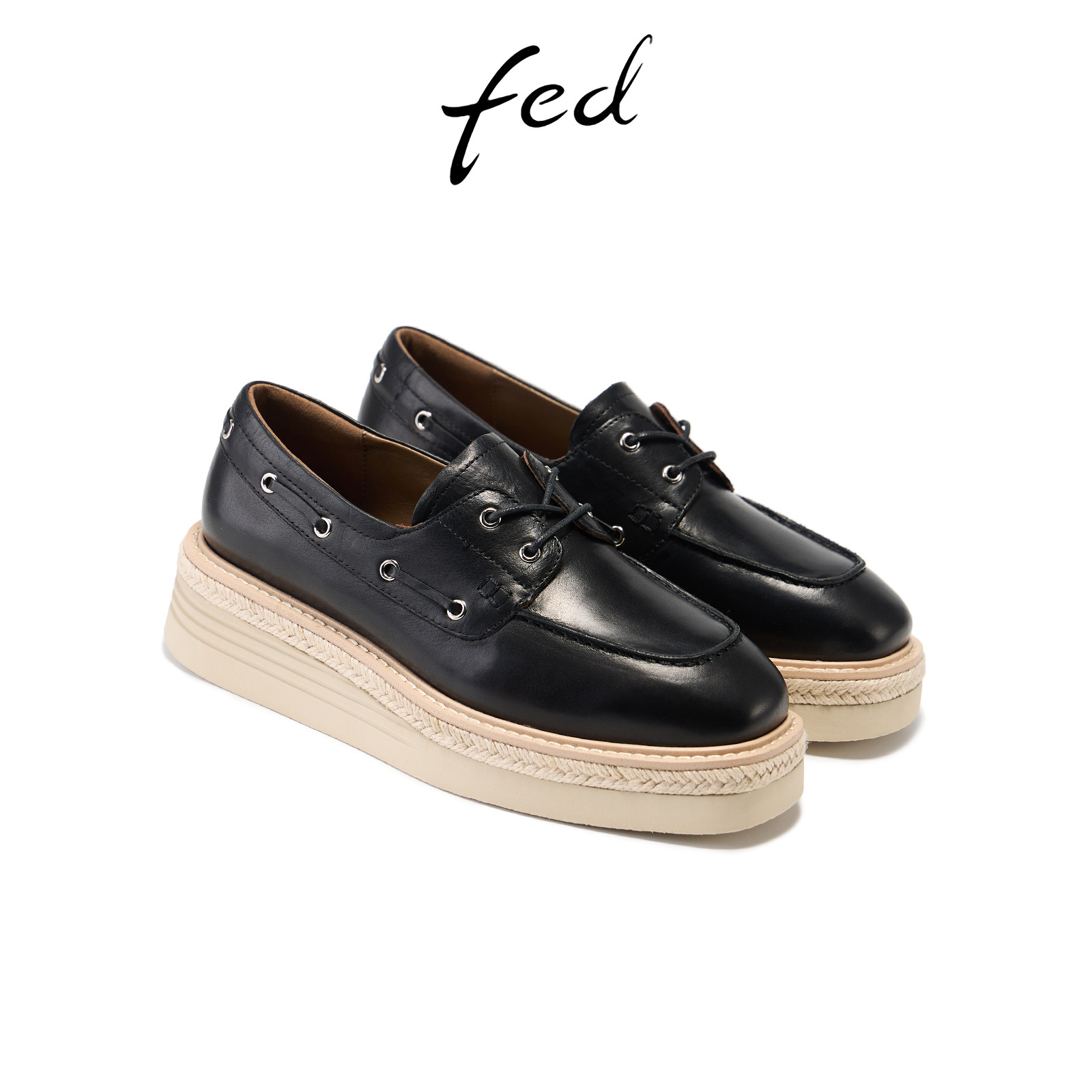 fed坡跟单鞋春季新款女鞋墨浪踏痕乐福鞋厚底渔夫小皮鞋女款YA002,淘宝优惠券,粉丝福利购,淘宝优惠卷