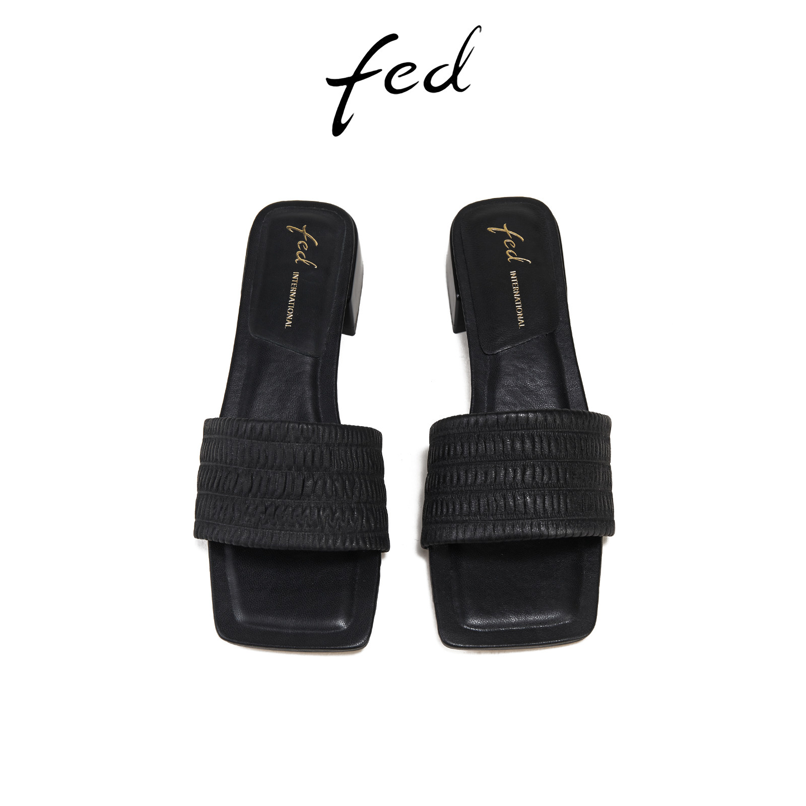 fed黑色一字拖鞋夏季新款女鞋气质方头低跟凉拖鞋女款S0321-ZC589,淘宝优惠券,粉丝福利购,淘宝优惠卷