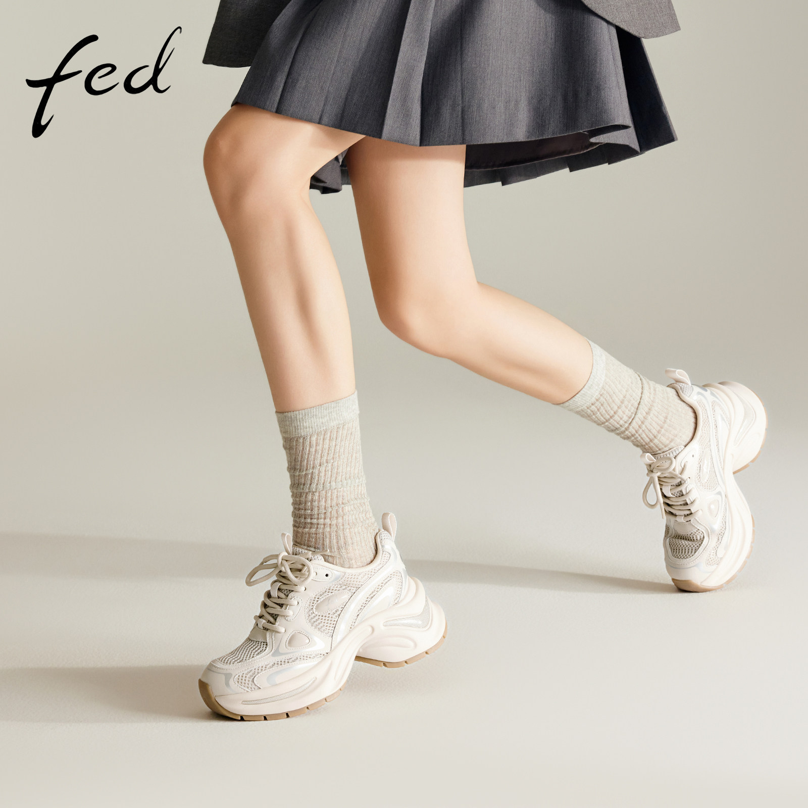 fed网面老爹鞋春季新款女鞋时尚休闲鞋厚底运动鞋女款D0408-ZC358,淘宝优惠券,粉丝福利购,淘宝优惠卷