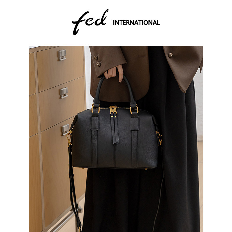 fed大容量波士顿包头层牛皮真皮女包单肩手提斜挎包包女BFA9503,淘宝优惠券,粉丝福利购,淘宝优惠卷