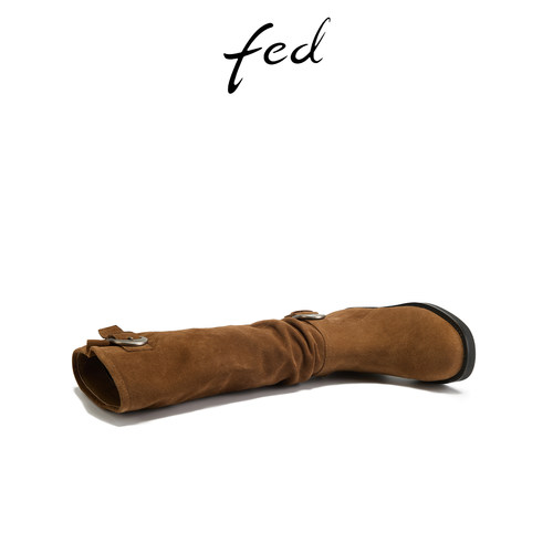 fed粗跟堆堆靴冬季新款女靴皮带时装靴骑士长靴女款S1107-YAB310 - 图0