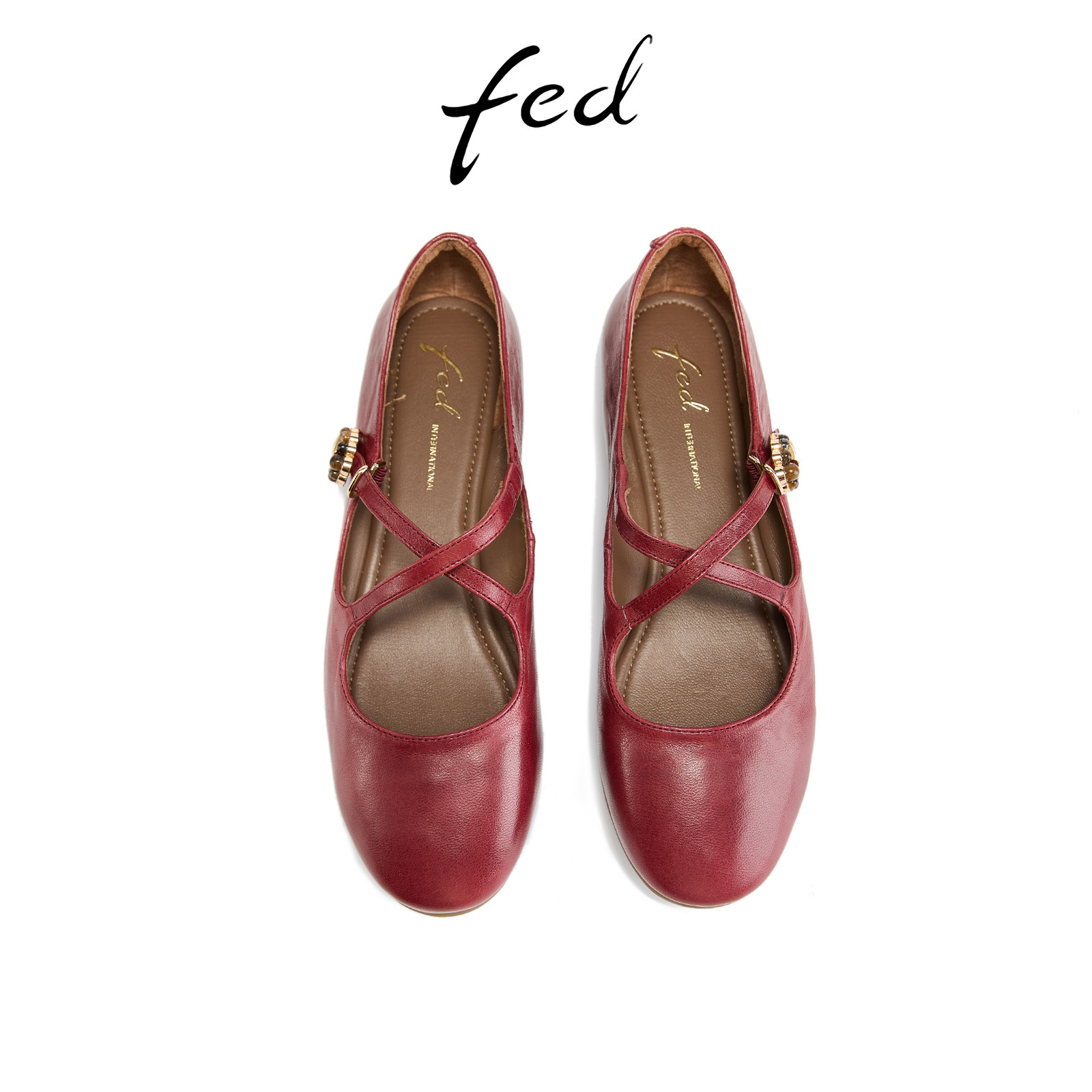 fed红色玛丽珍鞋春季新款女鞋平底单鞋圆头芭蕾鞋女款S1205-YA285,淘宝优惠券,粉丝福利购,淘宝优惠卷