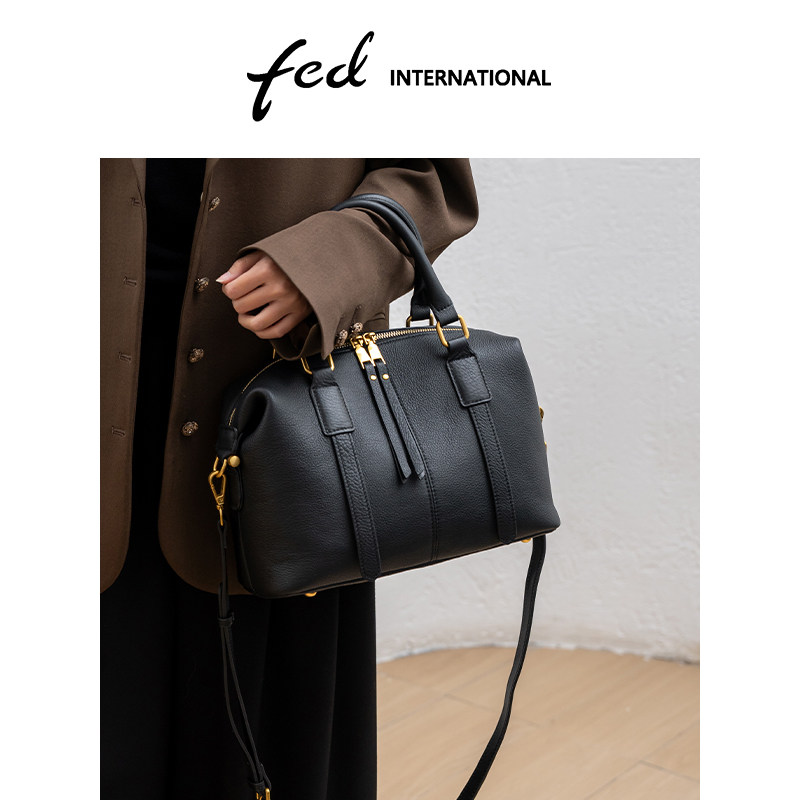 fed大容量波士顿包头层牛皮真皮女包单肩手提斜挎包包女BFA9503,淘宝优惠券,粉丝福利购,淘宝优惠卷