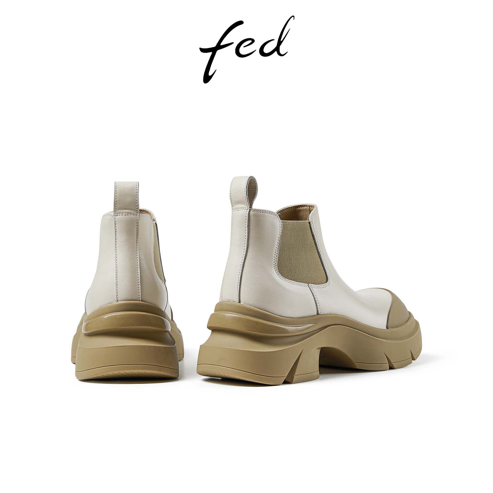Cowhide heightened spring new short boots Eveydi