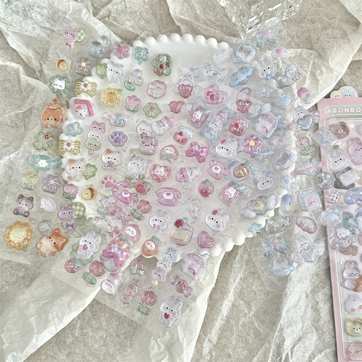 可爱动物水晶贴纸/卡通3D浮雕滴胶果冻贴纸diy装饰手机壳女孩贴画,淘宝优惠券,粉丝福利购,淘宝优惠卷