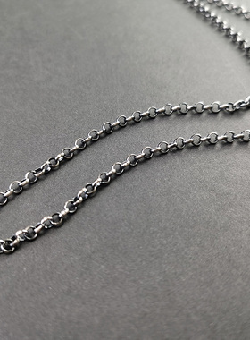 纯银手工做旧小众设计o形项链