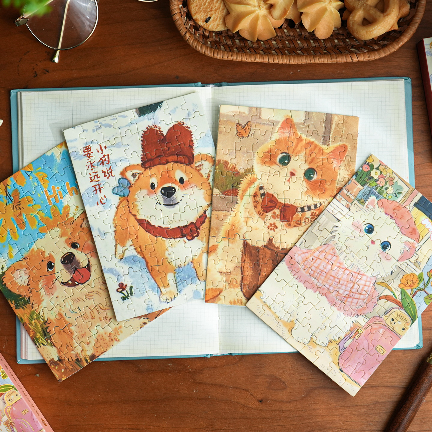 可爱日子 卡通小猫小狗拼图装饰画框 高颜值解压治愈手工礼物相框 - 图3