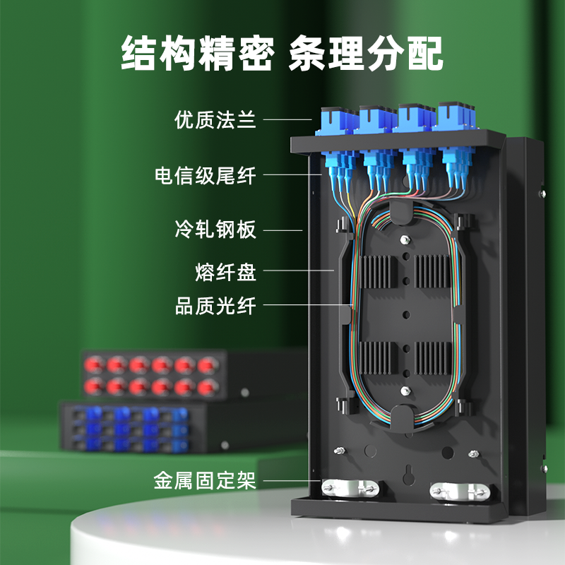 格兰维  桌面式光缆终端盒12口24口桌面式终端盒小12口满配SC/FC/LC/ST挂墙式接续盒单模光缆融接盒电信级 - 图1