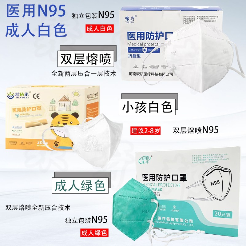 N95醫用防護口罩 無菌獨立包裝 折疊耳掛型五層防護雙層熔噴布_聚邦醫療器械專營店_醫療器械