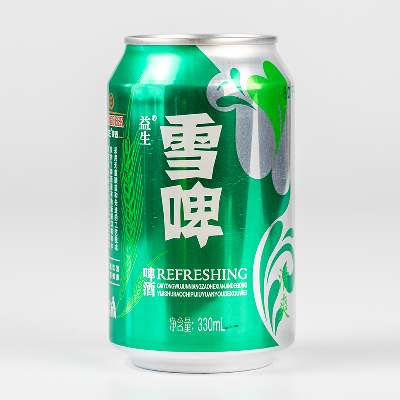 益生啤酒雪啤330ml*24罐整箱罐装麦汁浓度8度国产清爽易拉罐特价 - 图3