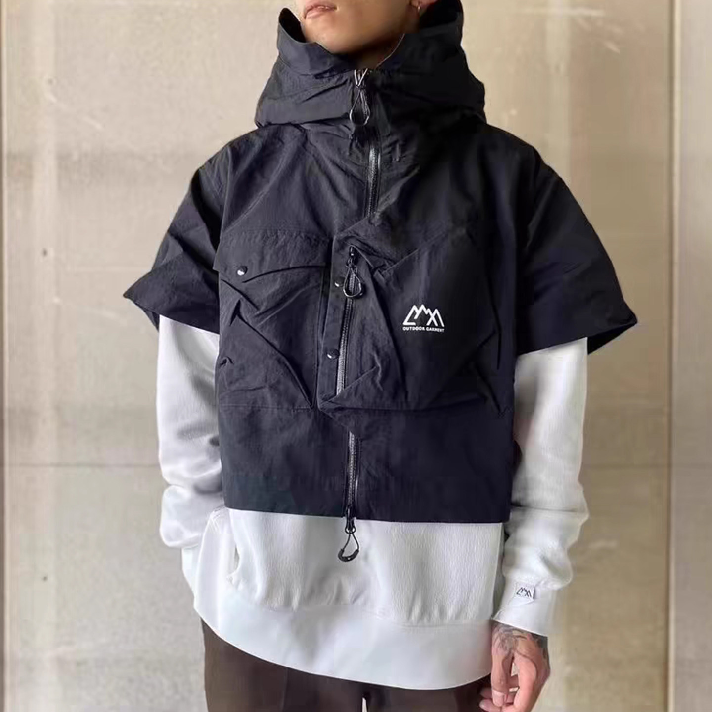 CMFY日系山系户外机能防风防水男女款叠穿半袖背心马甲外套,淘宝优惠券,粉丝福利购,淘宝优惠卷