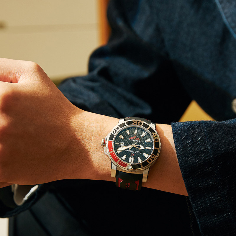 宝齐莱官方正品柏拉维系列红黑深潜腕表潜水表天文台认证机械男表 宝齐莱官方正品柏拉维系列红黑深潜腕表潜水表天文台认证机械男表