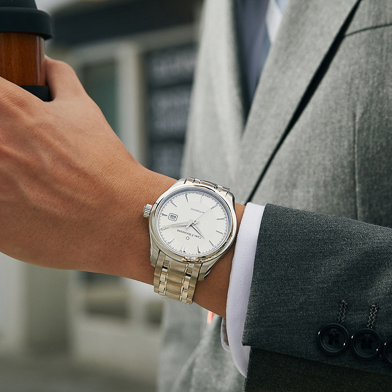 宝齐莱官方正品马利龙系列自动日历腕表 瑞士手表男士钢带机械表