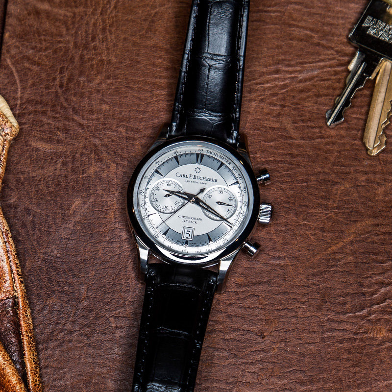 宝齐莱官方正品马利龙系列飞返计时码表 鳄鱼皮表带瑞士机械男表