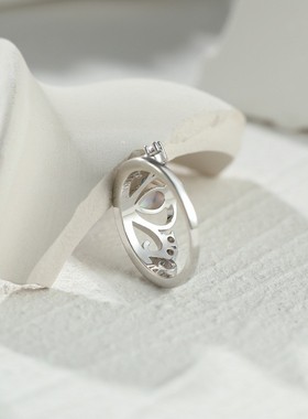 新款跨境时尚S925白色澳宝皇冠戒指女式气质百搭指环