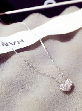 新款跨境水蓝色锆石十字架吊坠项链盒子链锁骨链女气质时尚