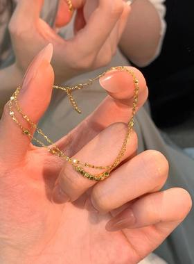 金色小方糖双层手链女轻奢小众
