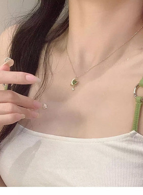 法式玉石项链女2025新款锁骨颈链