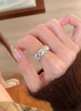 拉丝四叶草戒指女小众设计轻奢