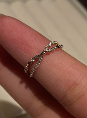 超闪交叉叠戴戒指秋冬食指戒