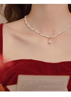 双层仿珍珠项链女2025新款爆款