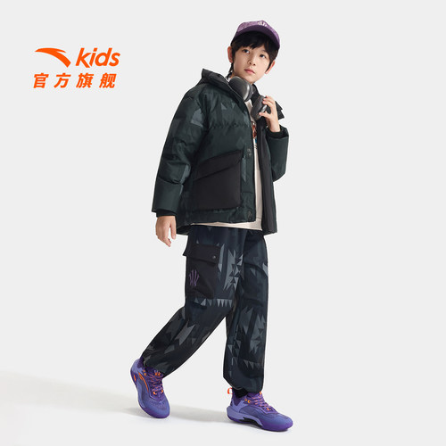 欧文系列安踏儿童男童羽绒服2026年冬款上新舒适保暖三防羽绒外套 - 图2