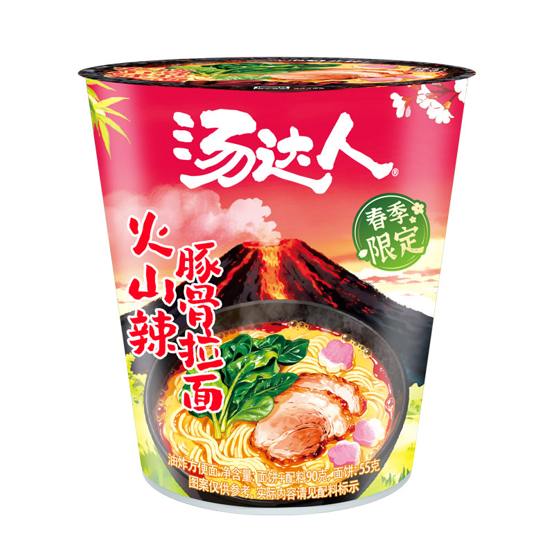 【新品首发春季限定款】汤达人火山辣豚骨拉面冲泡杯装方便面夜宵