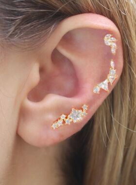 1PC 316L Stainless Steel Geometry Stud Earrings For Women Fa