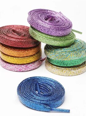 1 cm Width Colorful Lurex Shoelaces Trendy Bright Colorful F