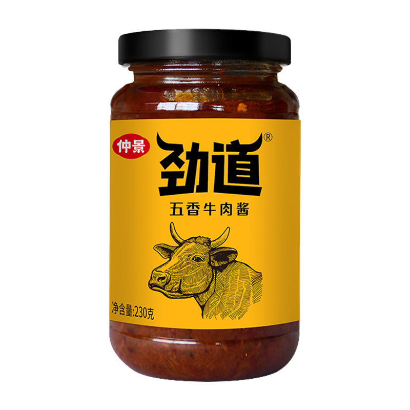 仲景劲道牛肉酱拌饭酱230g/瓶装五香不辣香菇拌面粉肉夹馍下饭菜 - 图0