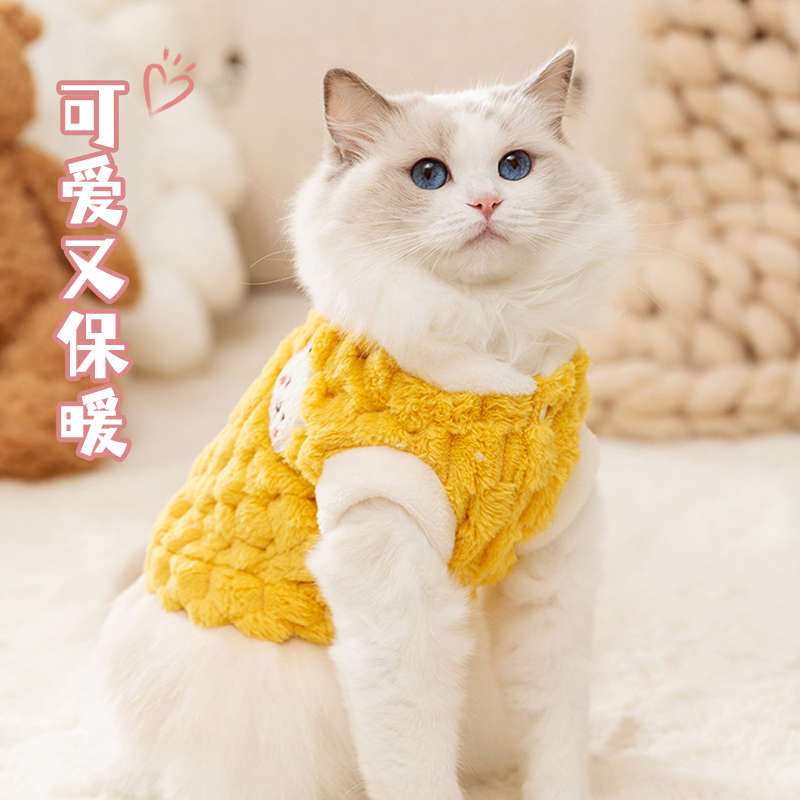 宠物猫咪衣服小狗狗秋冬季新款背心小型犬布偶泰迪比熊保暖防掉毛 - 图1